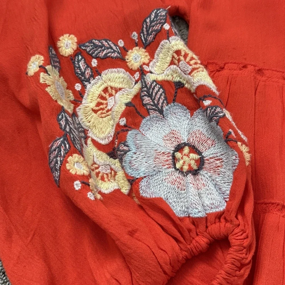 Free People Womens S Spell On You Tiered Embroidered Dress Boho Cottagecore